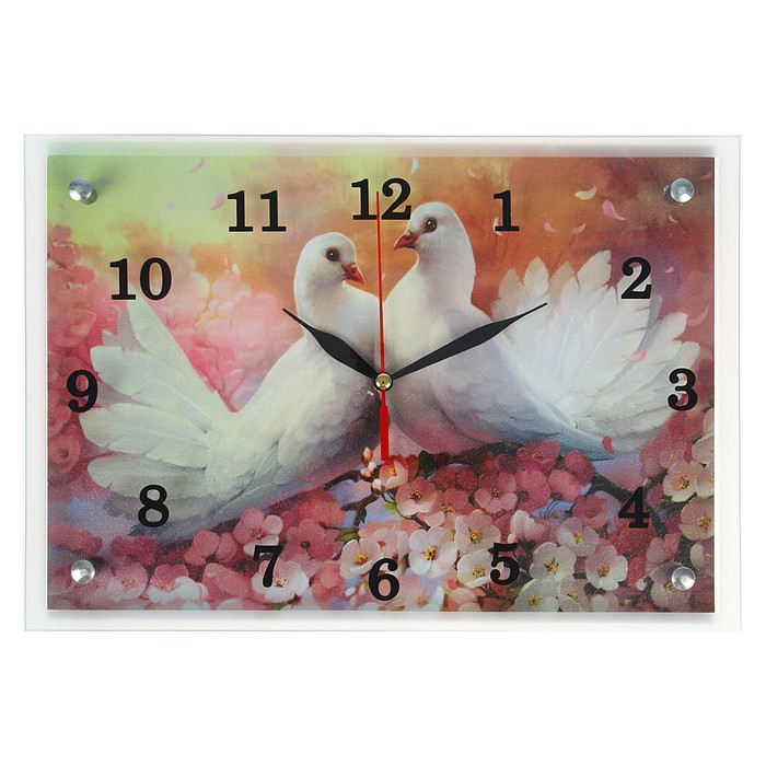 Часы настенные прямоугольные "Два голубя", 25х35 см