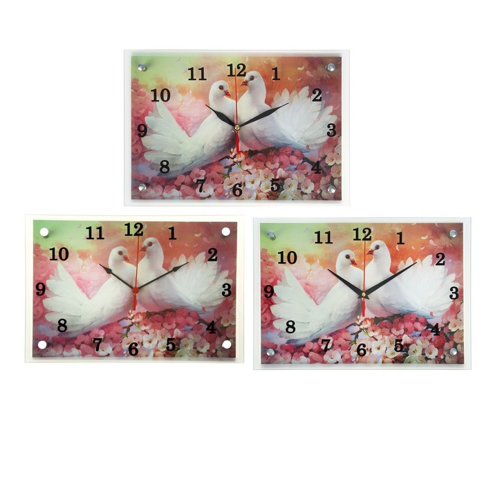Часы настенные прямоугольные "Два голубя", 25х35 см