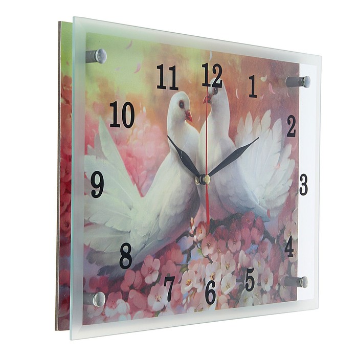 Часы настенные прямоугольные "Два голубя", 25х35 см