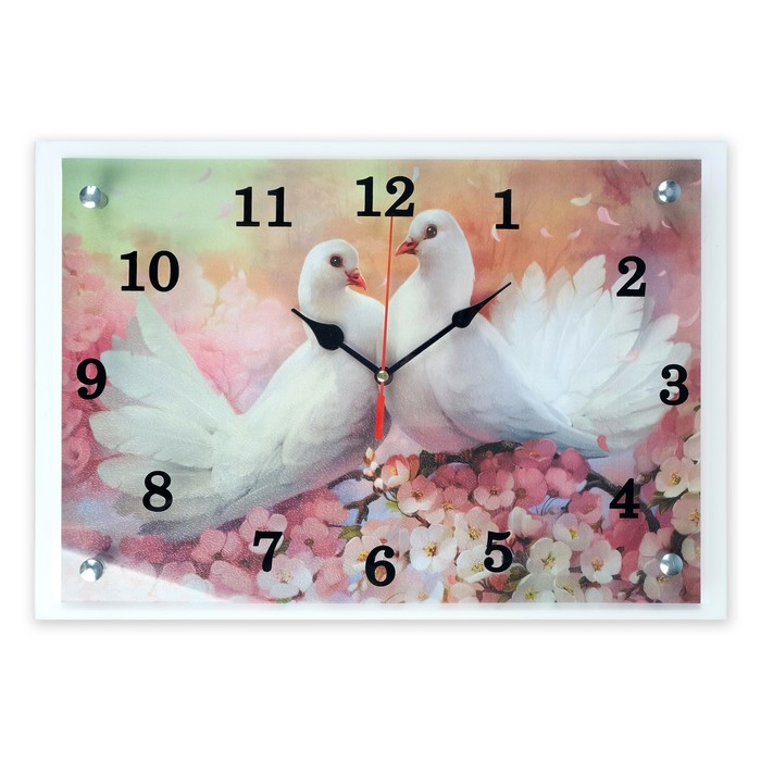 Часы настенные прямоугольные "Два голубя", 25х35 см