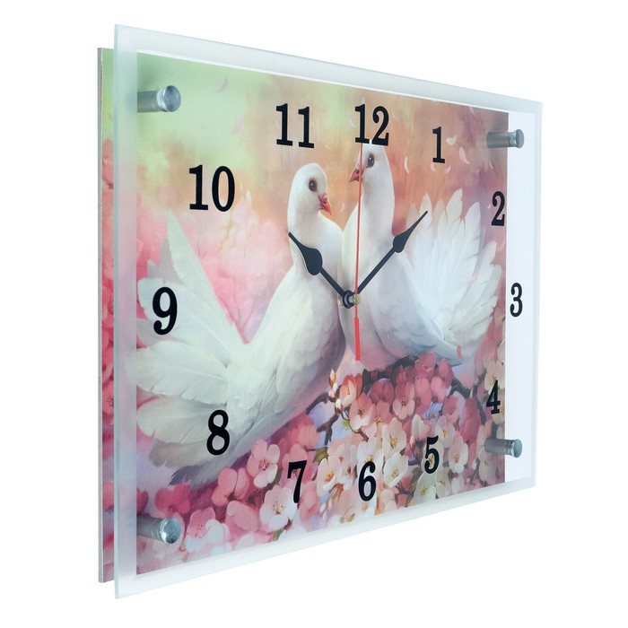 Часы настенные прямоугольные "Два голубя", 25х35 см
