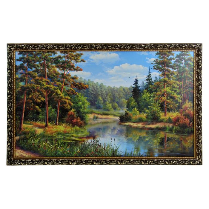 Картина "Сосны у лесной реки"