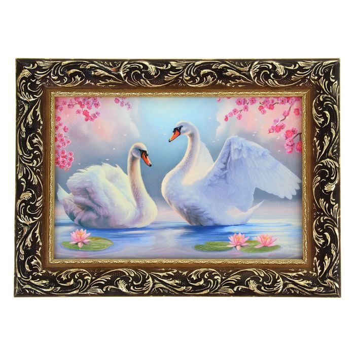 Картина "Лебединая пара" рама микс