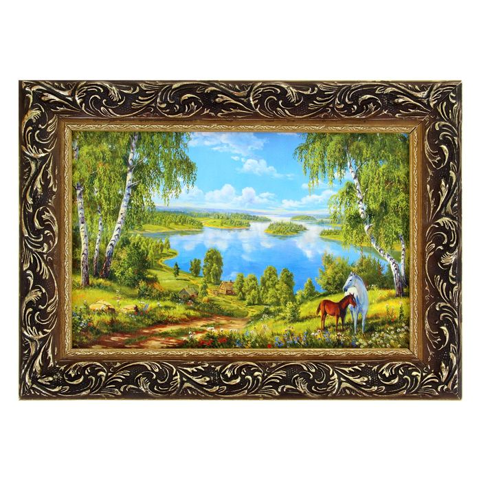 Картина "Лошади у воды"