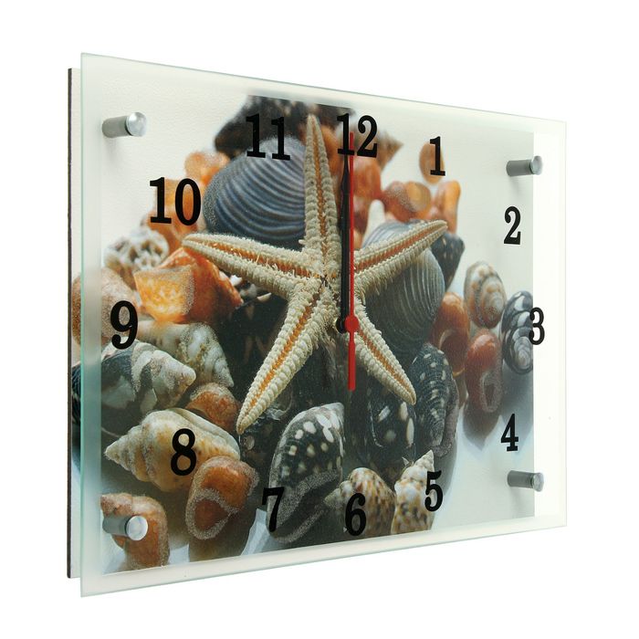 Часы настенные прямоугольные "Ракушки", 25х35 см