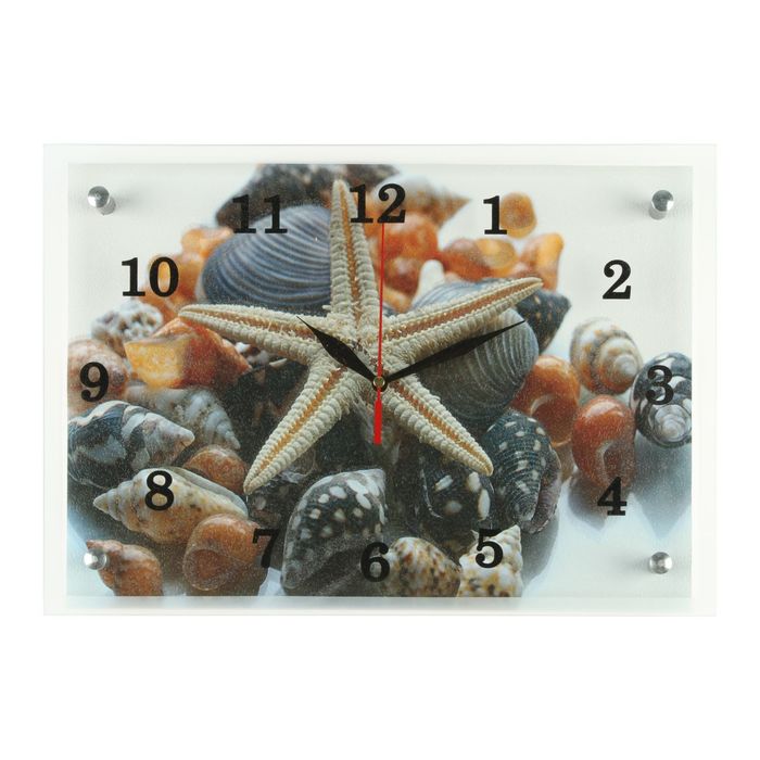 Часы настенные прямоугольные "Ракушки", 25х35 см