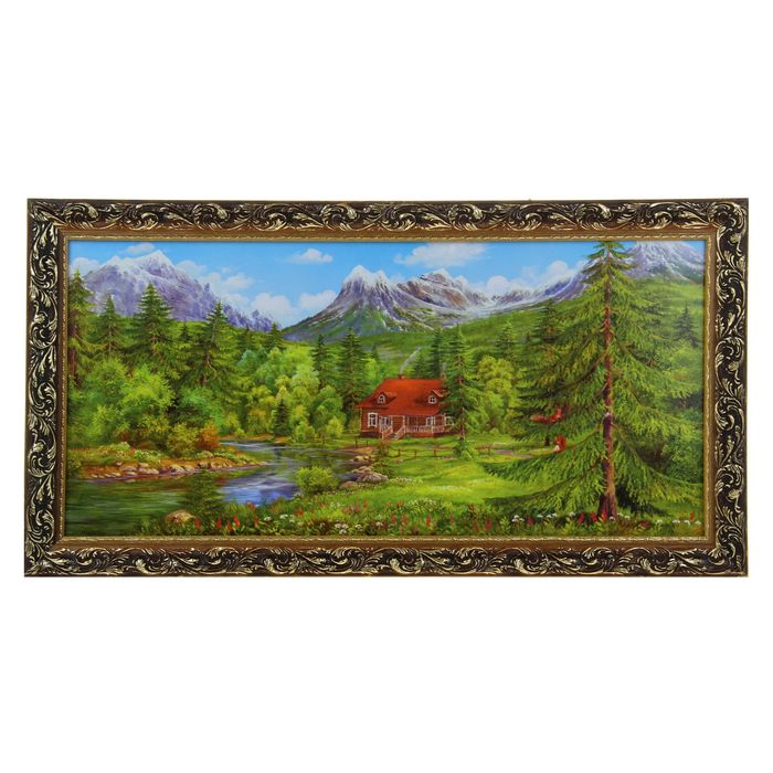 Картина "Дом около реки"