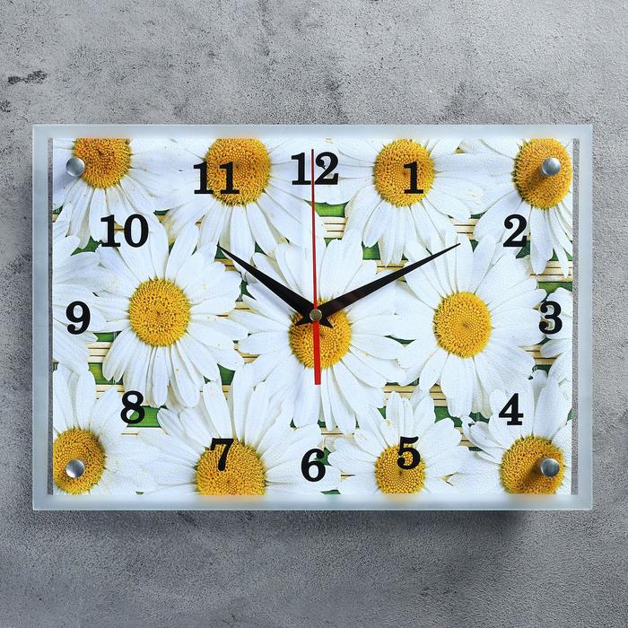 цена Часы-картина настенные, серия: Цветы, Ромашки, 25х35 см