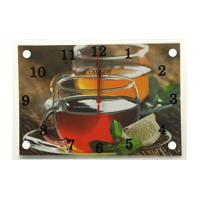 Часы настенные прямоугольные "Чай с лимоном", 25х35 см