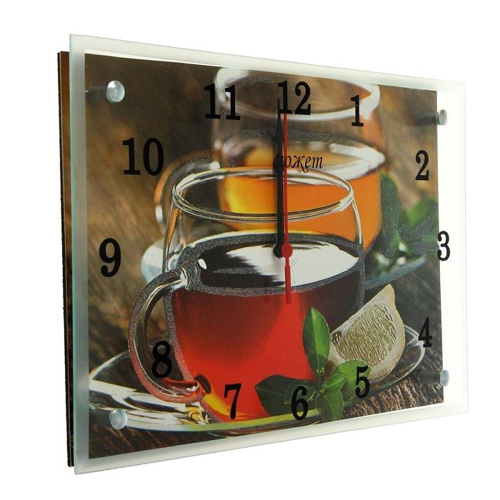Часы настенные прямоугольные "Чай с лимоном", 25х35 см
