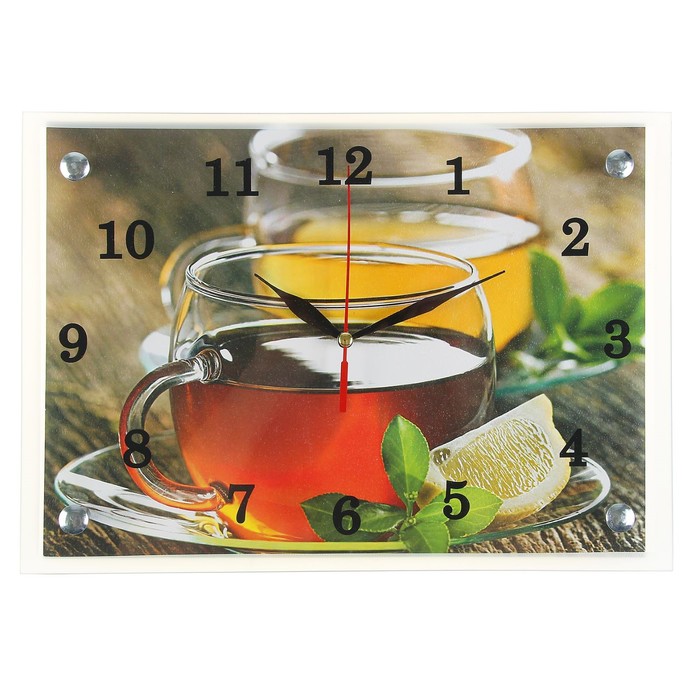 Часы настенные прямоугольные "Чай с лимоном", 25х35 см