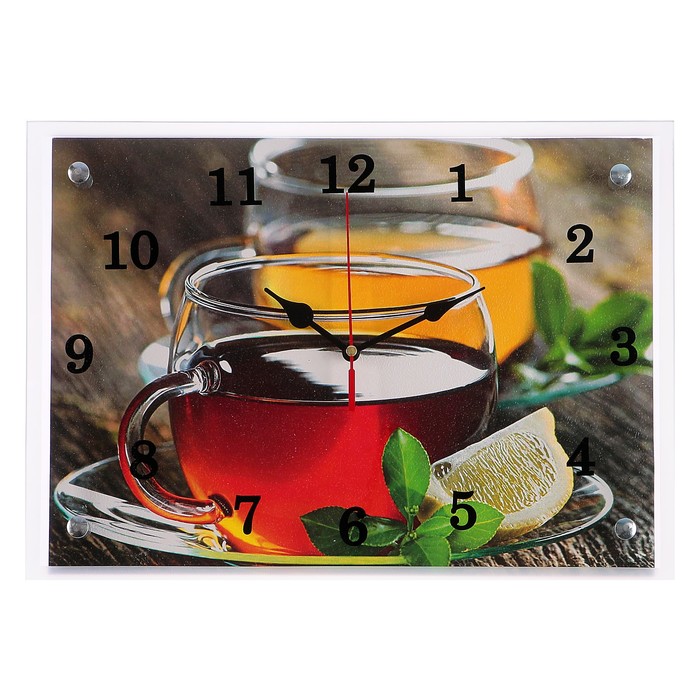 Часы настенные прямоугольные "Чай с лимоном", 25х35 см