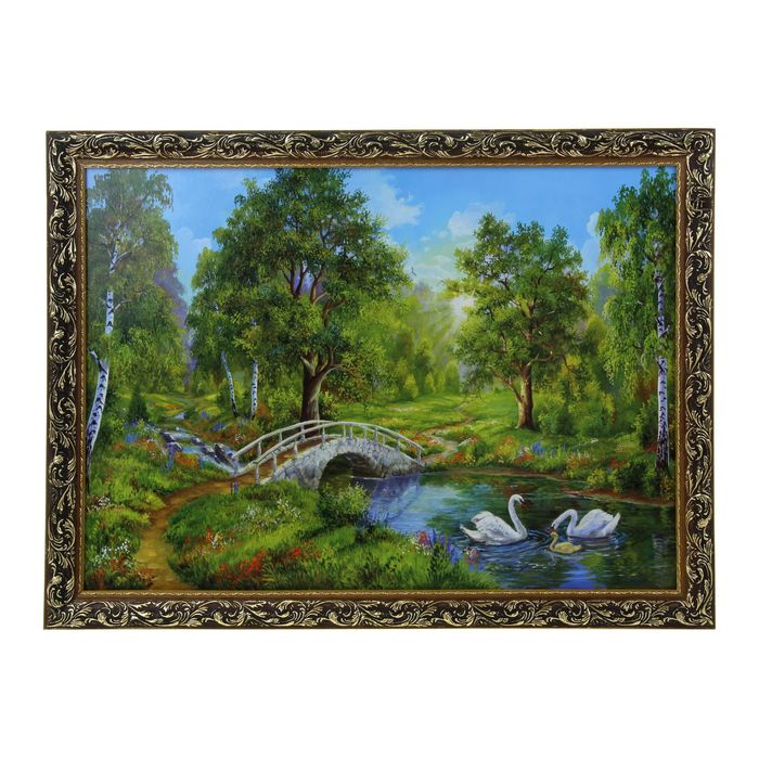 Картина "Лебеди у моста"