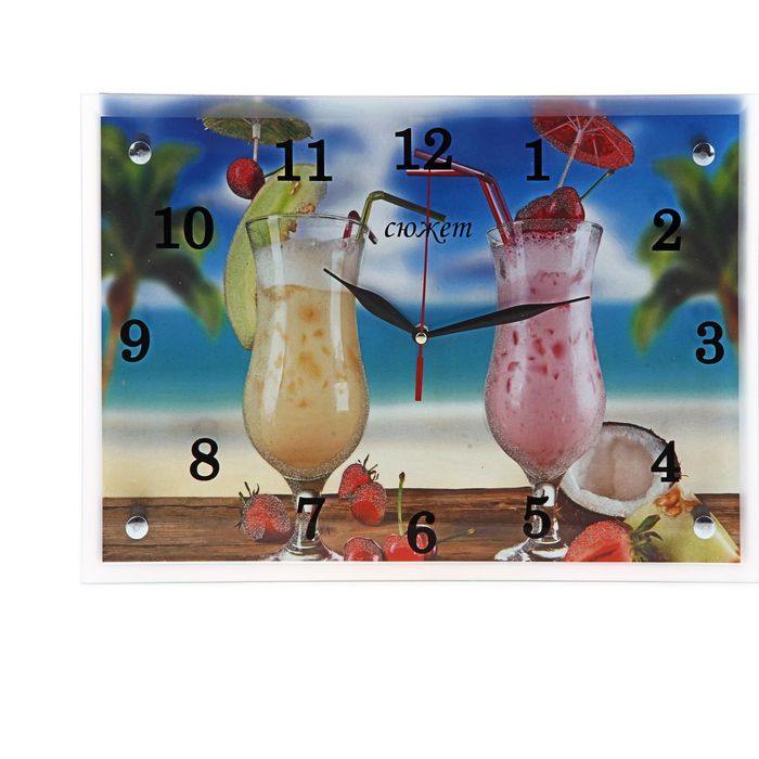 Часы настенные прямоугольные "Коктейли" 25х35 см