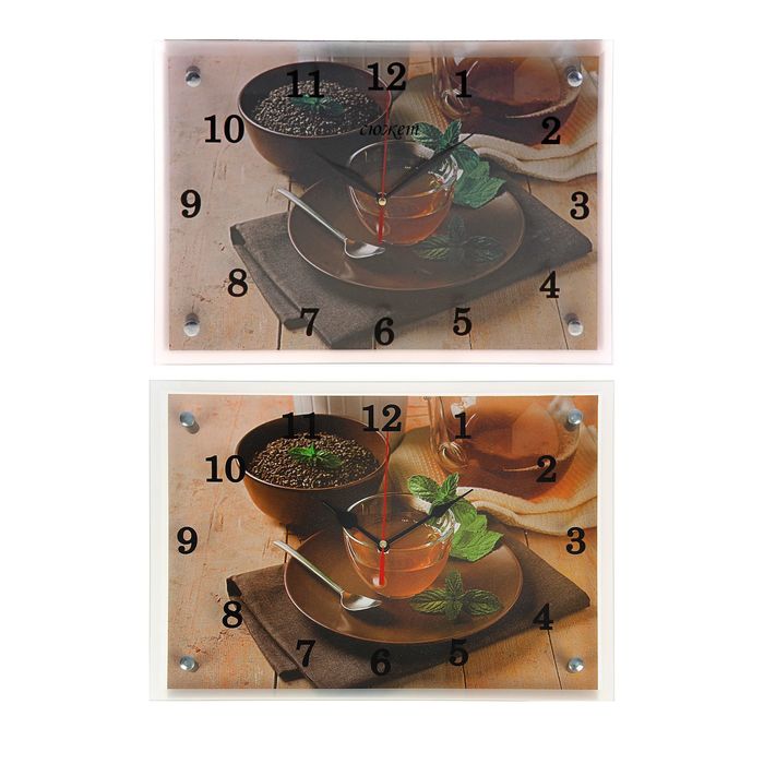 Часы настенные прямоугольные "Чай с мятой", 25х35 см