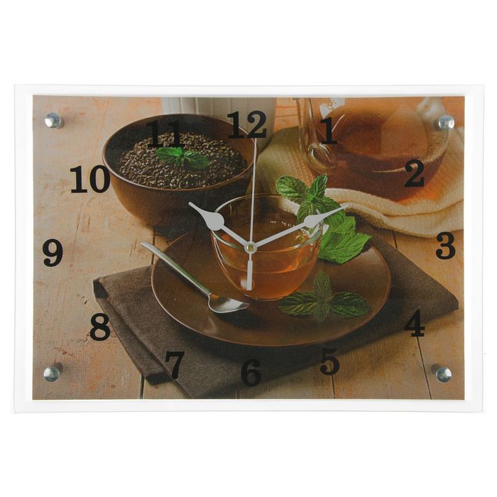 Часы настенные прямоугольные "Чай с мятой", 25х35 см