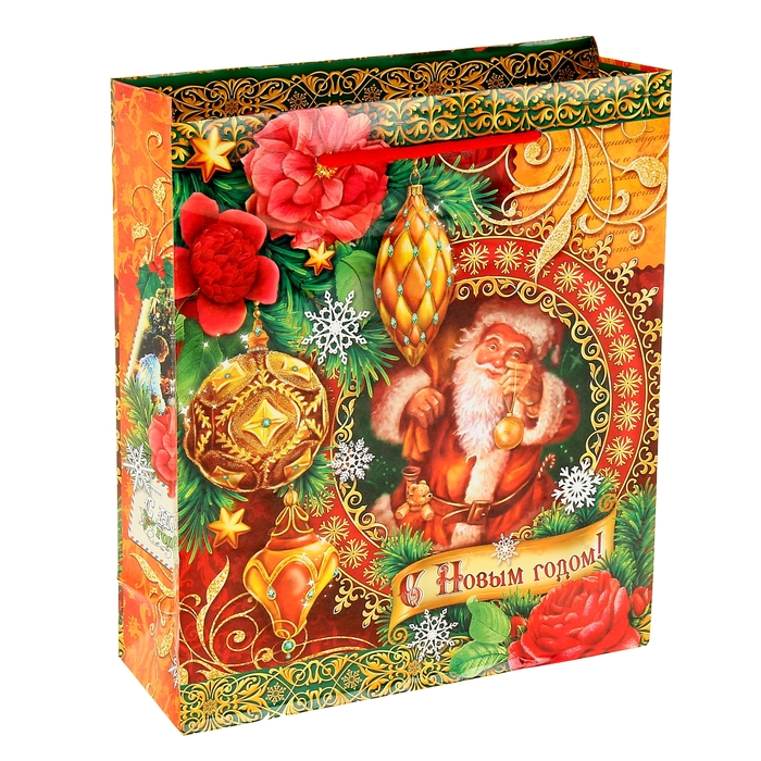 Пакет ламинированный вертикальный «Новогодние игрушки», 18 × 23 см