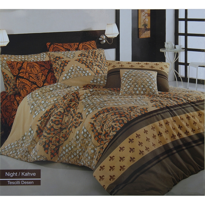 Постельное бельё Евро COTTON LIFE Creton NIGHT 200х220 см, 220х240 см, 70х70 см, цвет коричневый,