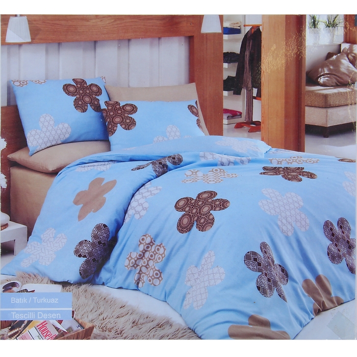 Постельное бельё Евро COTTON LIFE Creton BATIK 200х220 см, 220х240 см, 70х70 см, цвет бирюзовый