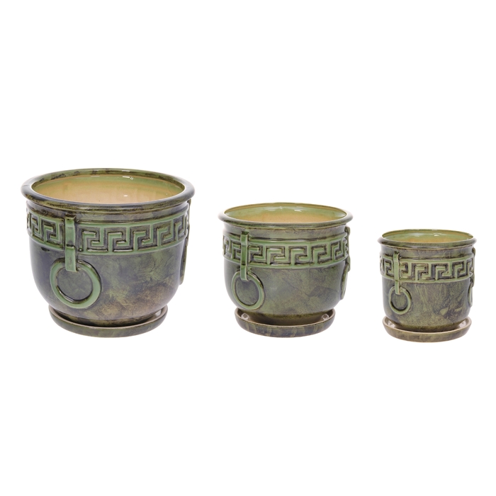 Набор кашпо 3 шт. "Олимп" зелёное 14 л/ 5,05 л/ 2,5 л