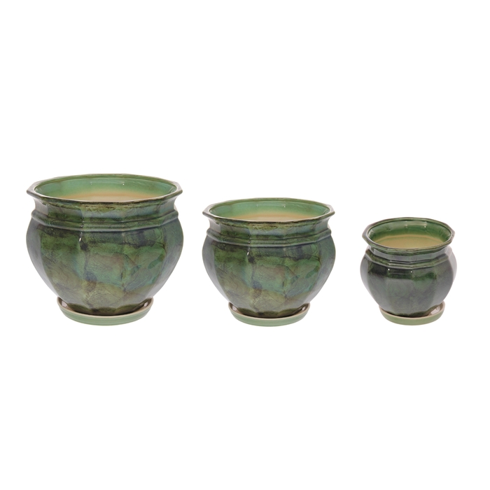 Набор кашпо 3 шт. "Мираж" зелёное 14,5 л/ 5,3 л/ 2 л