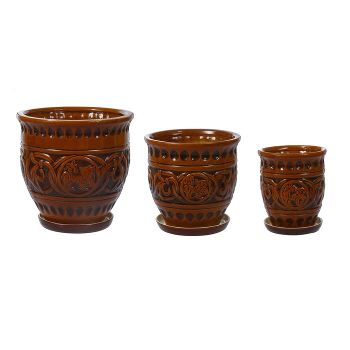 Набор кашпо 3 шт. "Венера" коричневое 10 л/ 4 л/ 1,5 л