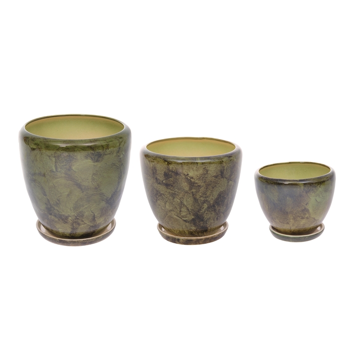 Набор кашпо 3 шт. "Лето" зелёное 11,5 л/ 5 л/ 1,8 л