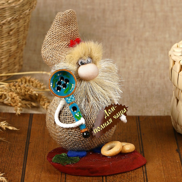 Оберег «Домовичок Стёпа», с ложкой, 16 см, микс