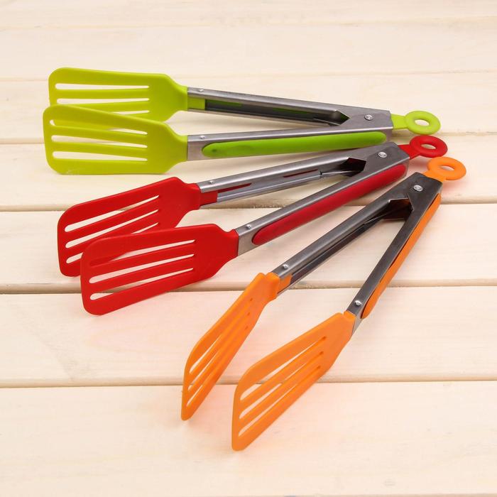 Щипцы кулинарные 25 см "Лопатка", цвета МИКС