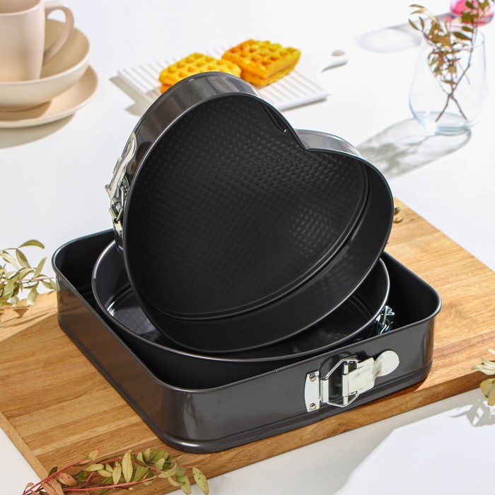 Набор форм для выпечки разъемных "Элин", 3 предмета: 25/21/26х7см, антипригарное покрытие