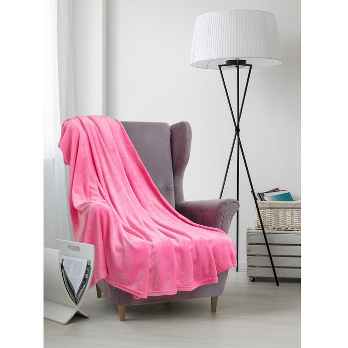 Плед "Этель корал" 2 сп Тёмно-розовый 180*200 см, 100% п/э, корал-флис, 180 гр/м2