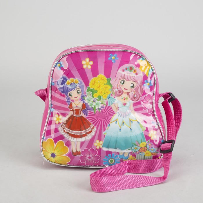 Сумка детская на молнии "Принцесса", 1 отдел, длинный ремень, цвет розовый