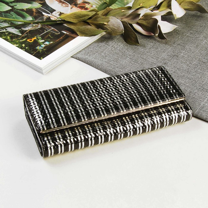 Кошелёк женский "Шарм", 3 отдела, отдел для кредиток, цвет чёрный