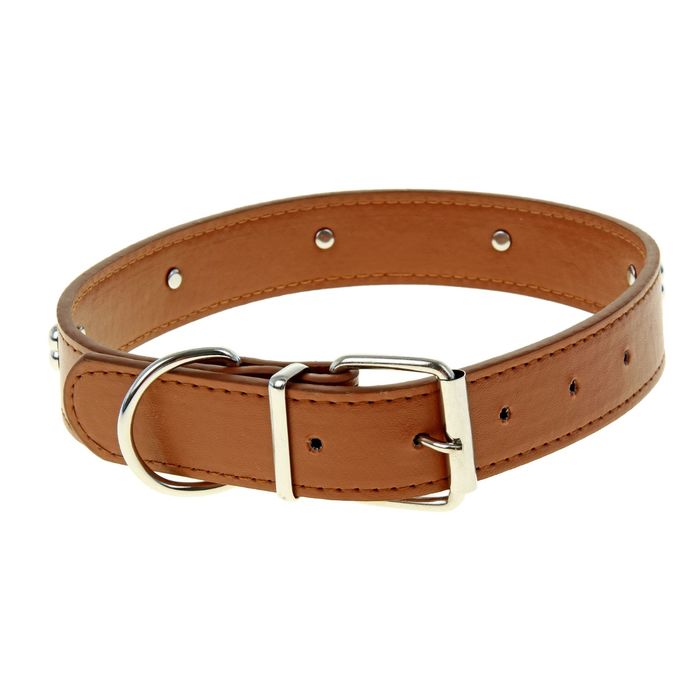 Ошейник "Мюнхен" с косточками, 58 х 3 см, искусственная кожа, коричневый