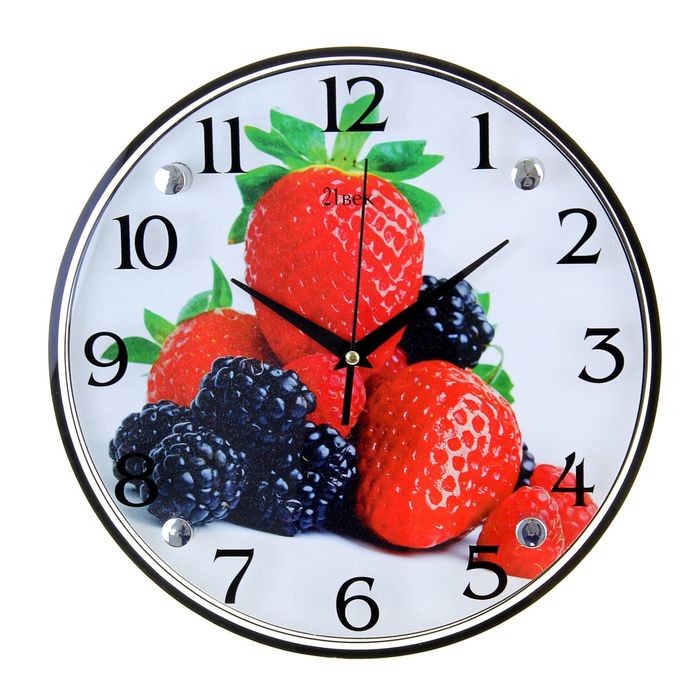 Часы настенные круглые "Клубника", 30х30 см микс