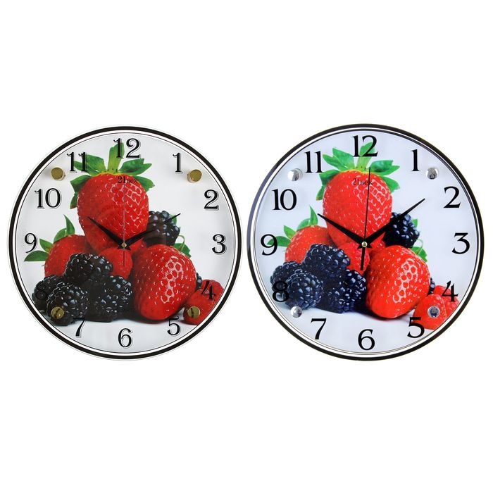 Часы настенные круглые "Клубника", 30х30 см микс