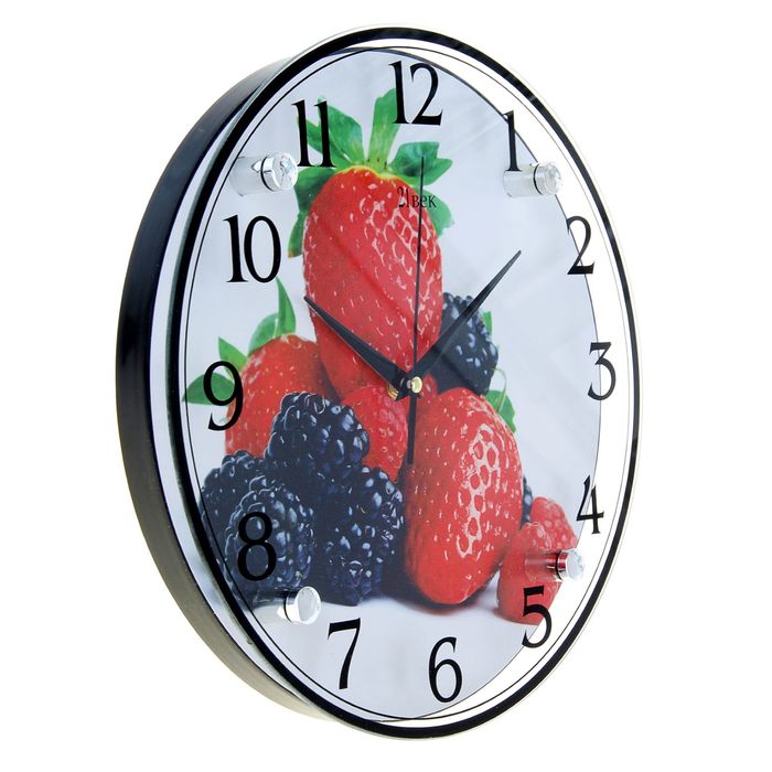 Часы настенные круглые "Клубника", 30х30 см микс