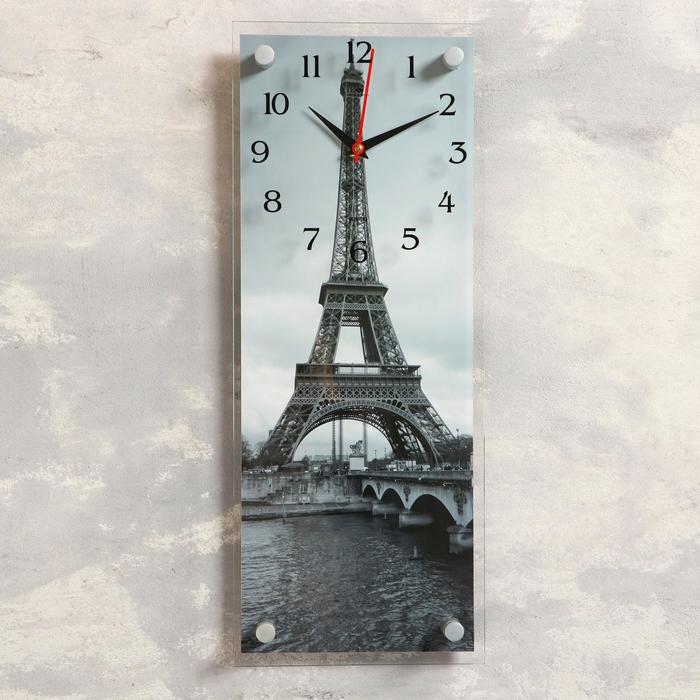 Часы-картина настенные, серия: Город, Эйфелева башня, плавный ход, 20 х 50 см