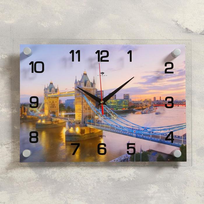 Часы настенные, серия: Город, "Тауэрский мост вечером", плавный ход, 25 х 35 см