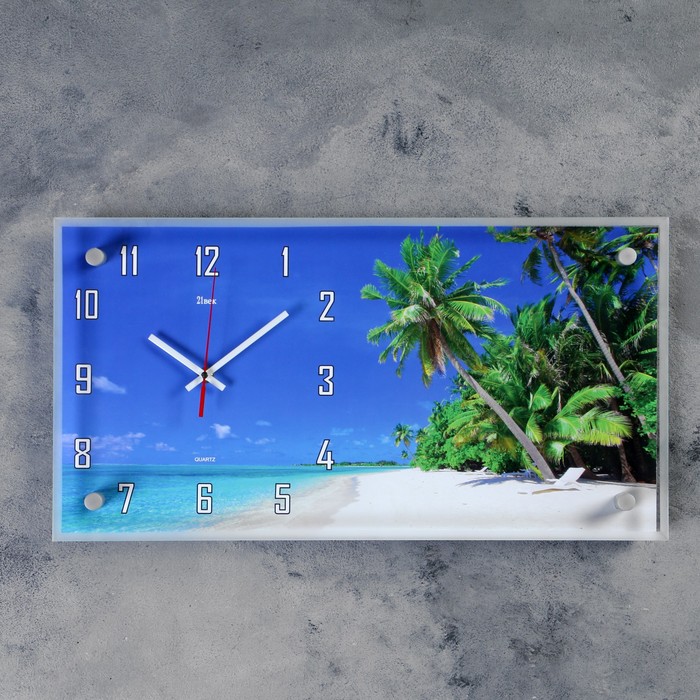 Часы настенные прямоугольные "Пальмы", 26х52 см микс