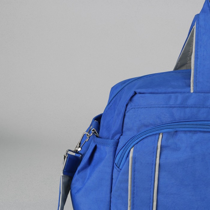 Сумка спортивная на молнии, 1 отдел, 4 наружных кармана, цвет серый/голубой