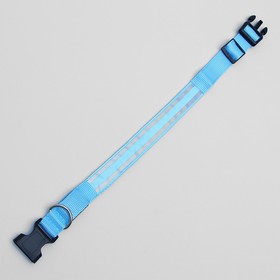 Ошейник с подсветкой и 2 светоотражающими полосами, 40-45 см, 3 режима свечения, голубой от Сима-ленд