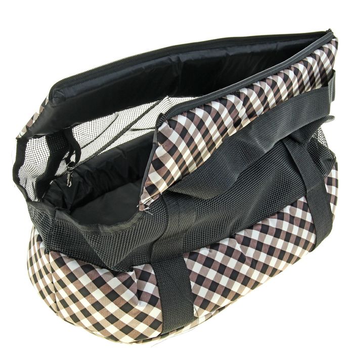 Сумка-переноска мягкая с сеткой "Клетка", 38 х 22 х 28 см