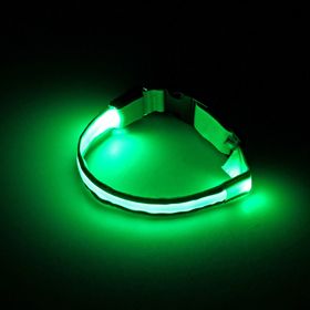 Ошейник с подсветкой и 2 светоотражающими полосами, 45-50 см, 3 режима свечения, зелёный от Сима-ленд