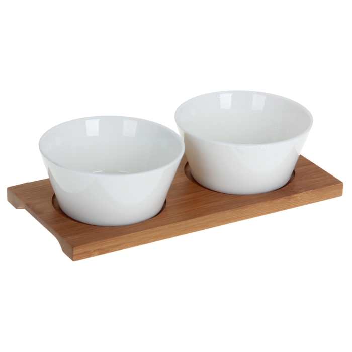 Набор мисок 200 мл "Эстет" 2 шт, на подставке