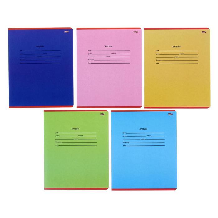 Тетрадь 12 листов косая линейка "Школьная классика", обложка картон хромэрзац, 5 видов МИКС