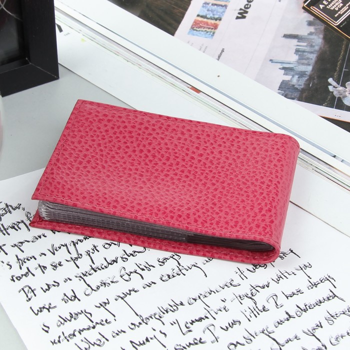 Визитница, 1 ряд, 16 листов, флотер, цвет розовый