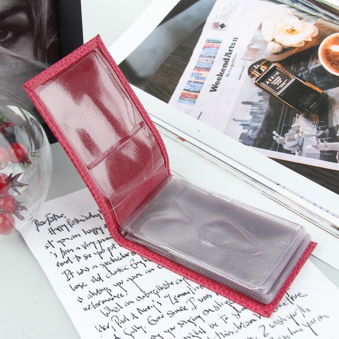 Визитница, 1 ряд, 16 листов, флотер, цвет розовый