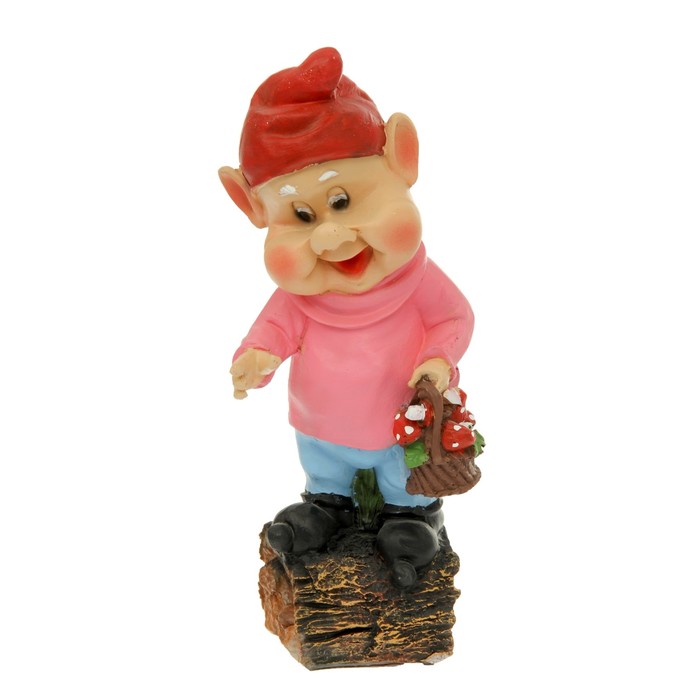 Садовая фигура "Гномик с корзинкой" малая