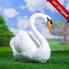 Садовая фигура "Лебедь" новый белый/черный 37х25х40см